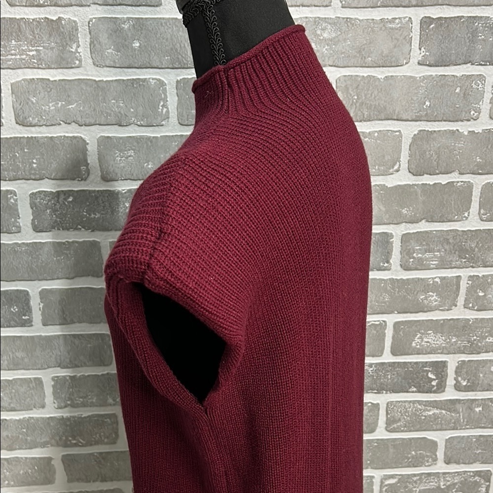 Vintage Burgundy Knit Sweater Cap Sleeve Shoulder Pads Medium 80s/90s Power Knit - Picture 7 of 11